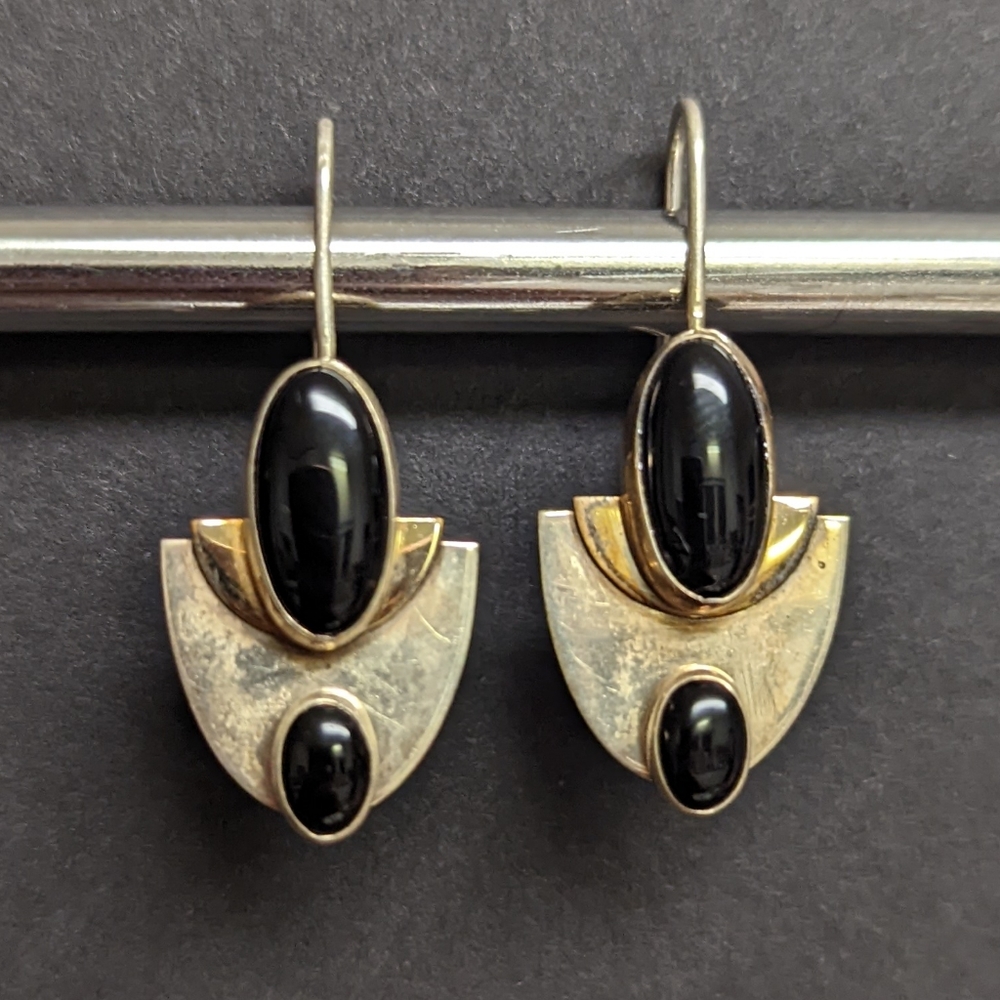 80s Black Onyx Earrings